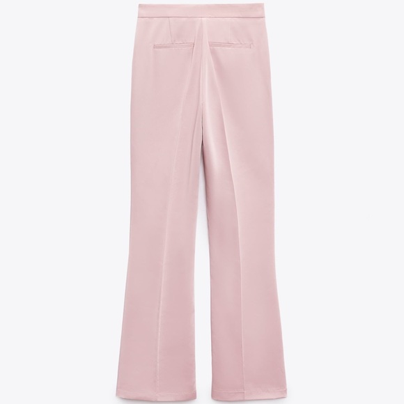 ZARA FLARED SATIN PANTS PINK - Picture 10 of 13